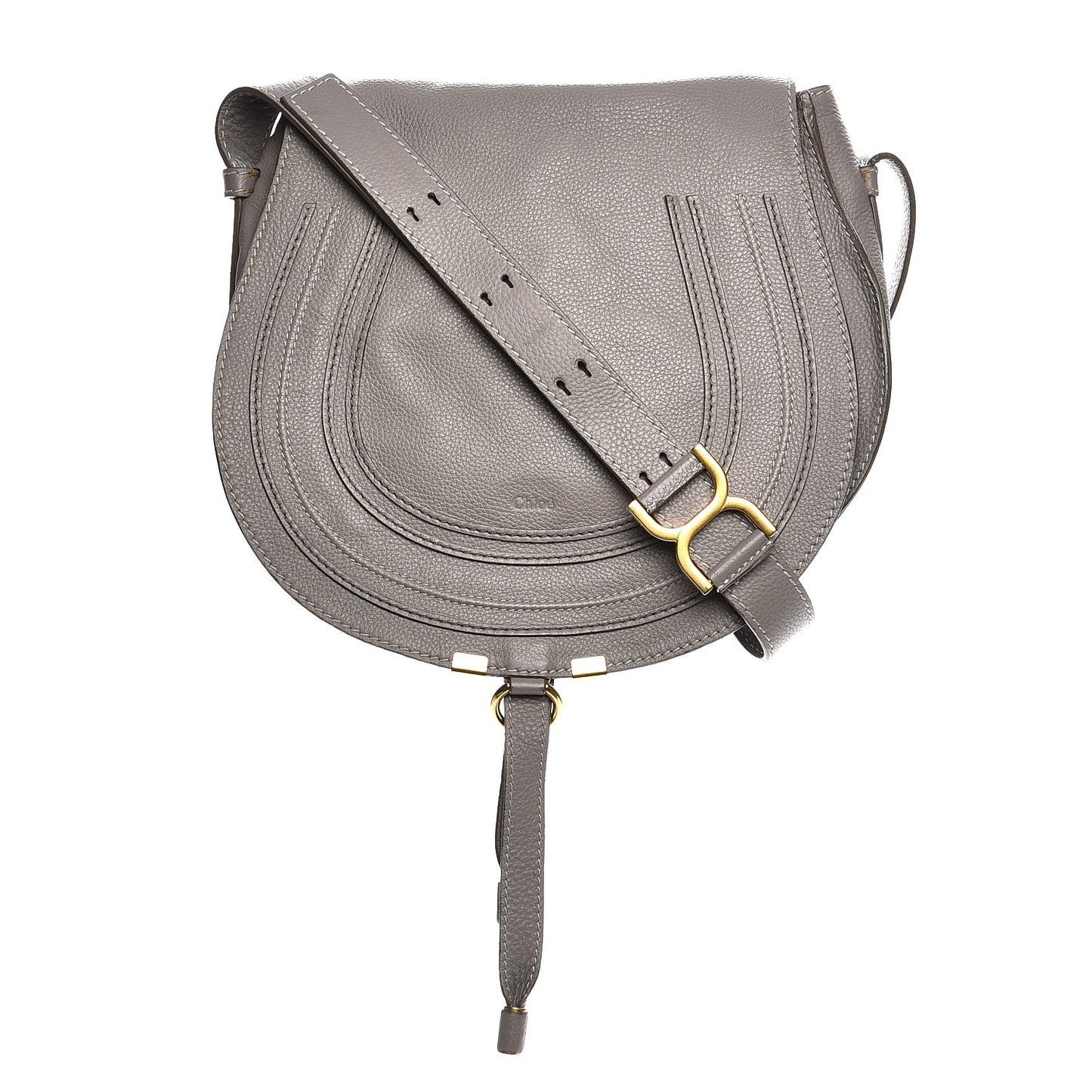 Calfskin Medium Marcie Round Crossbody Bag Cashmere Grey