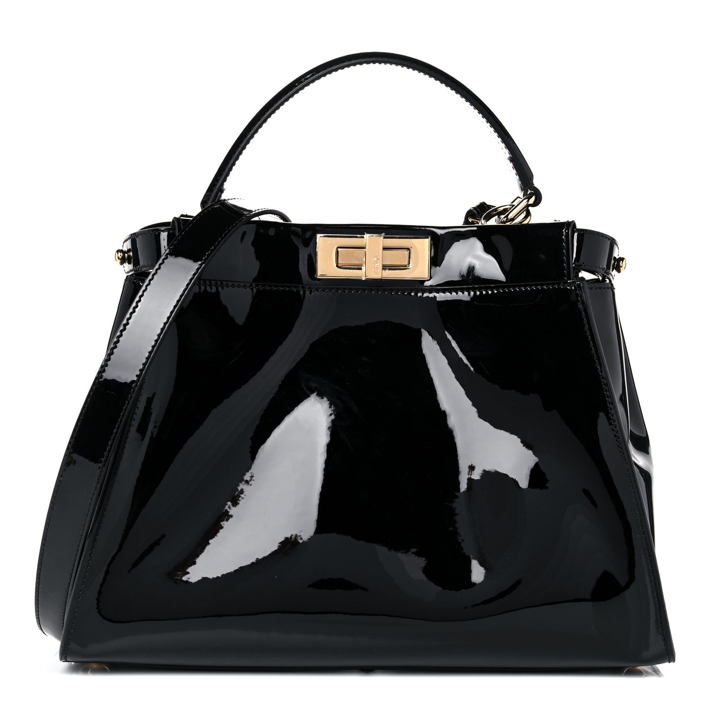Patent Medium Peekaboo Iconic Defender Satchel Black