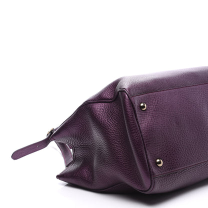 Gucci Pebbled Calfskin Medium Bamboo Shopper Tote Purple 10 of 13