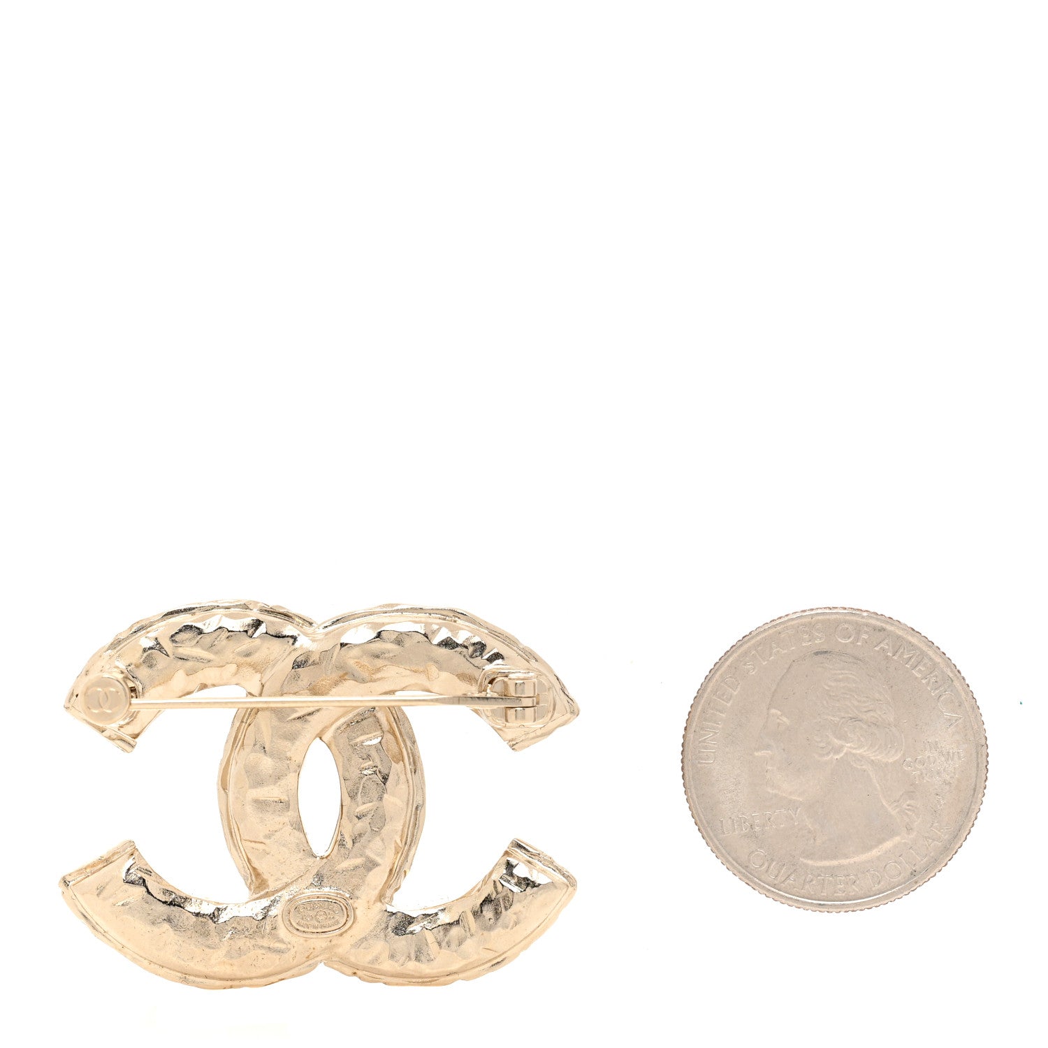 Chanel Crystal Textured CC Brooch Light Gold 2 of 4