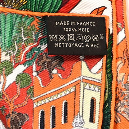 Hermes Silk Animapolis Scarf 90 Orange Vert Bleu 3 of 5