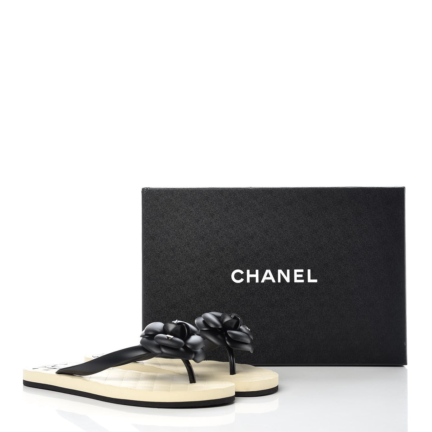 PVC Camellia Thong Sandals 40 Black