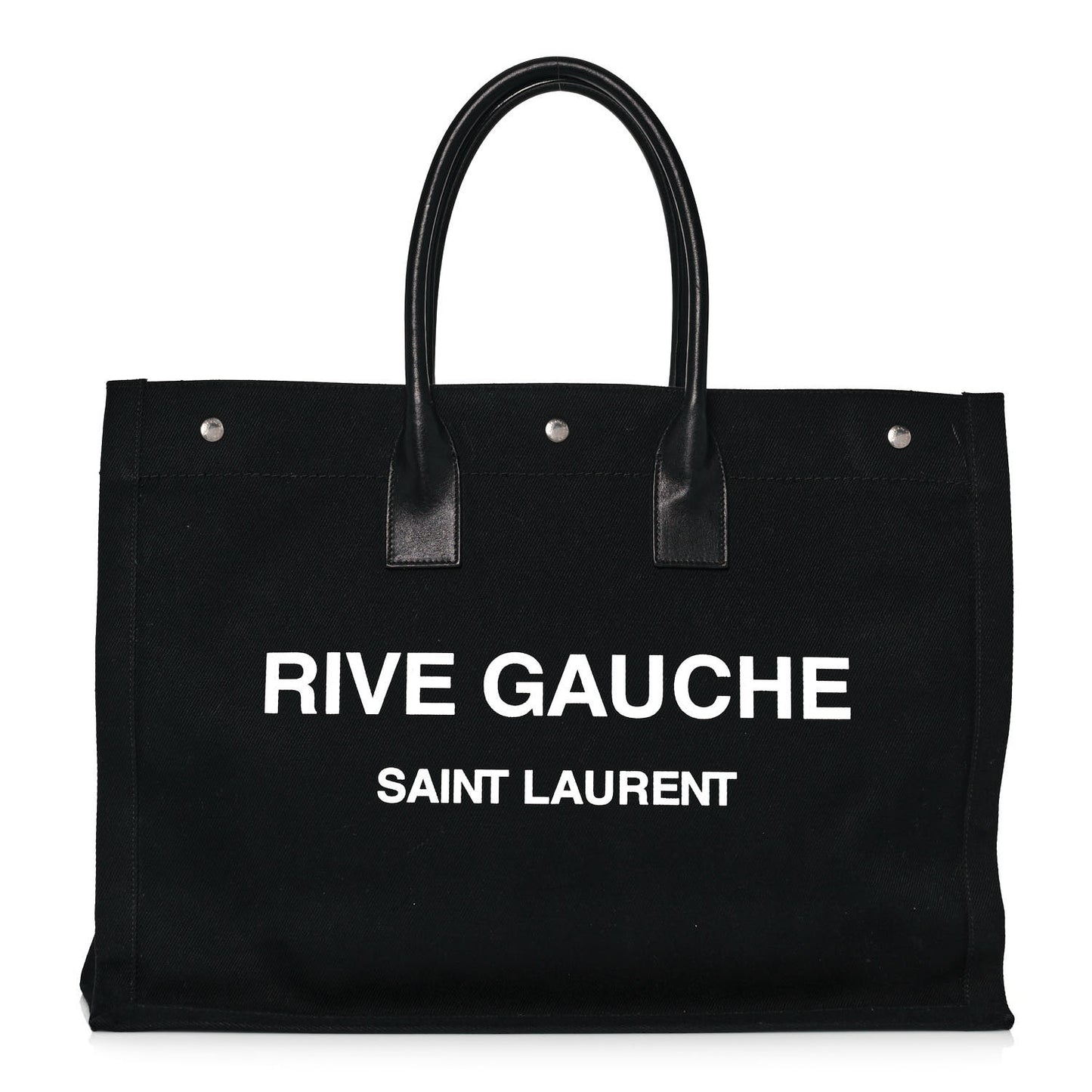 Linen Calfskin Rive Gauche Tote Black