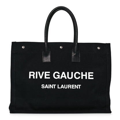 Saint Laurent Linen Calfskin Rive Gauche Tote Black 1 of 13