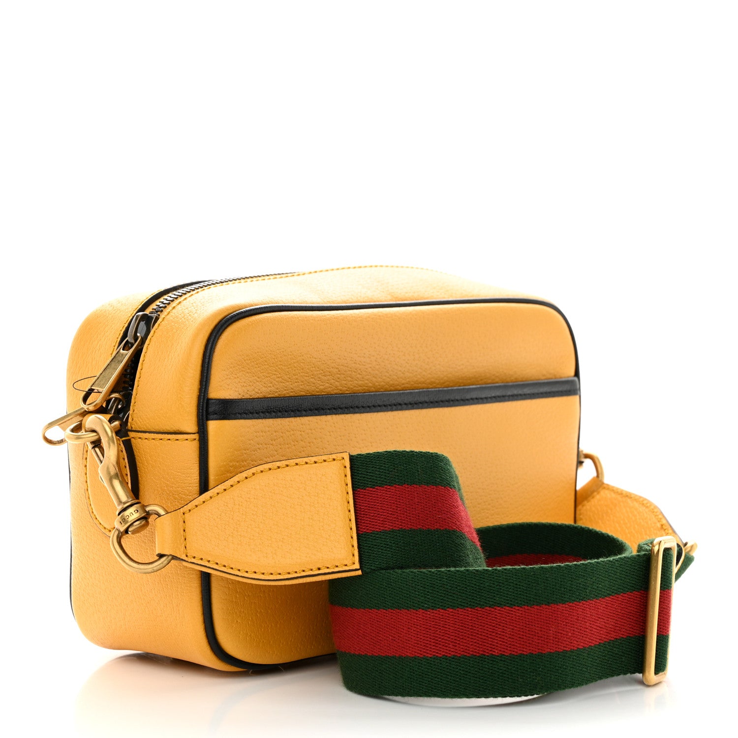 Gucci X ADIDAS Textured Dollar Calfskin Web Trefoil Logo Small Messenger Bag Crop Black 3 of 11
