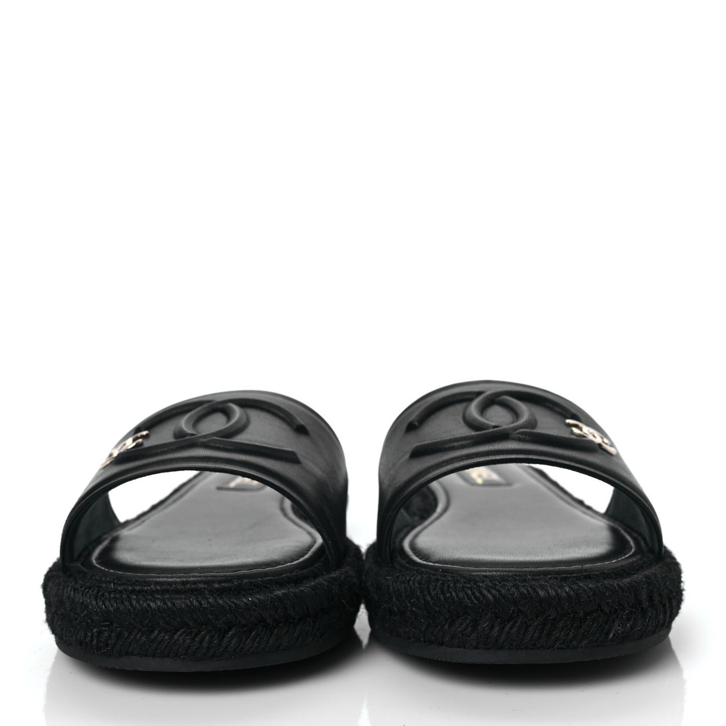 Lambskin Espadrille Mule Sandals 38 Black