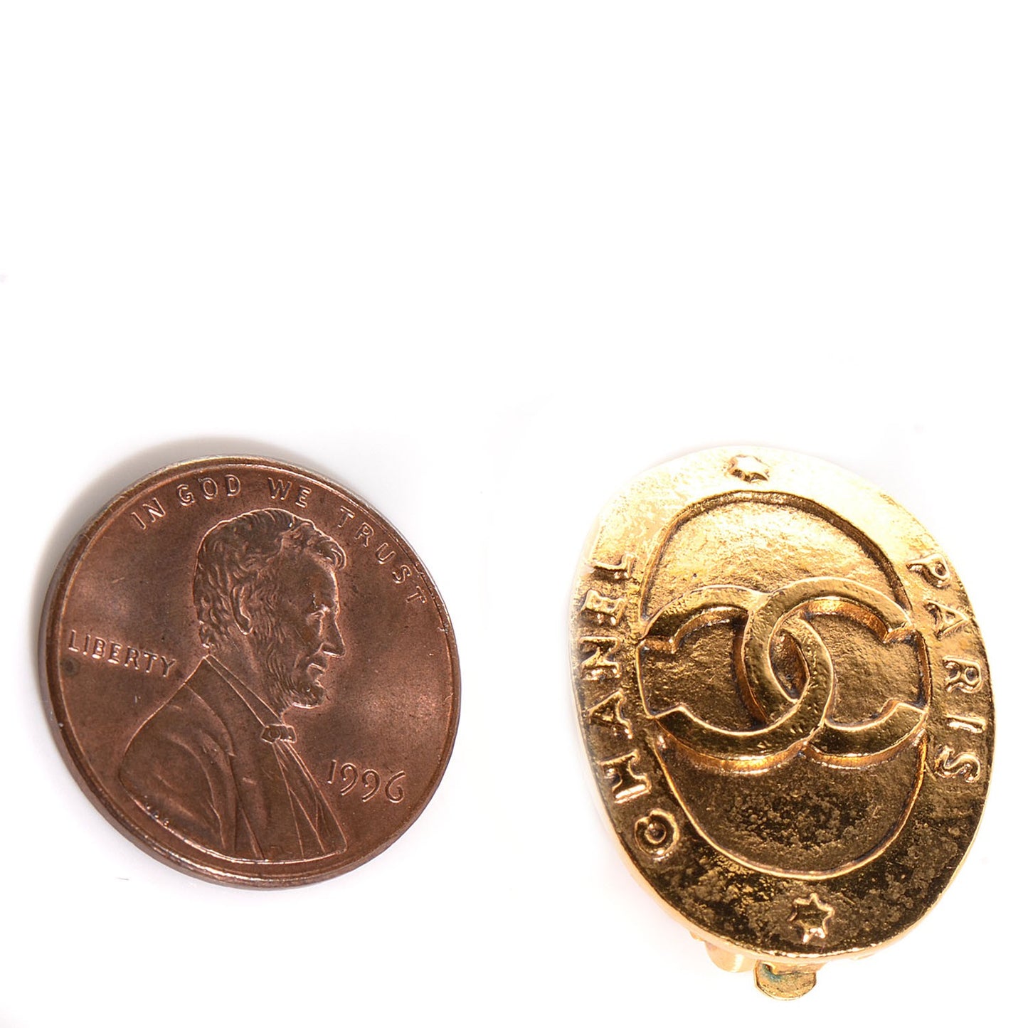 Oval CC Clip On Earrings Gold