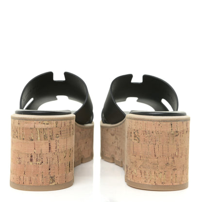 Hermes Calfskin Cork Eze 30 Sandals 38 Black 4 of 10