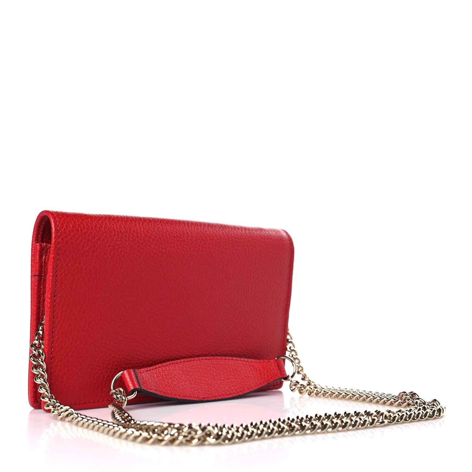 Gucci Pebbled Calfskin Soho Wallet on Chain Tabasco Red 3 of 8