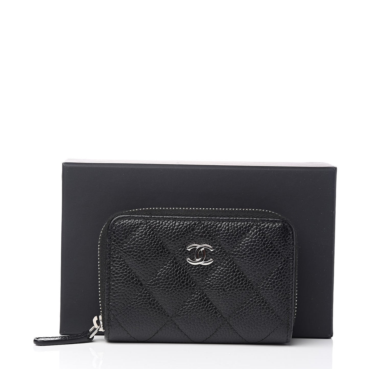 Caviar Quilted Zip Coin Purse Black