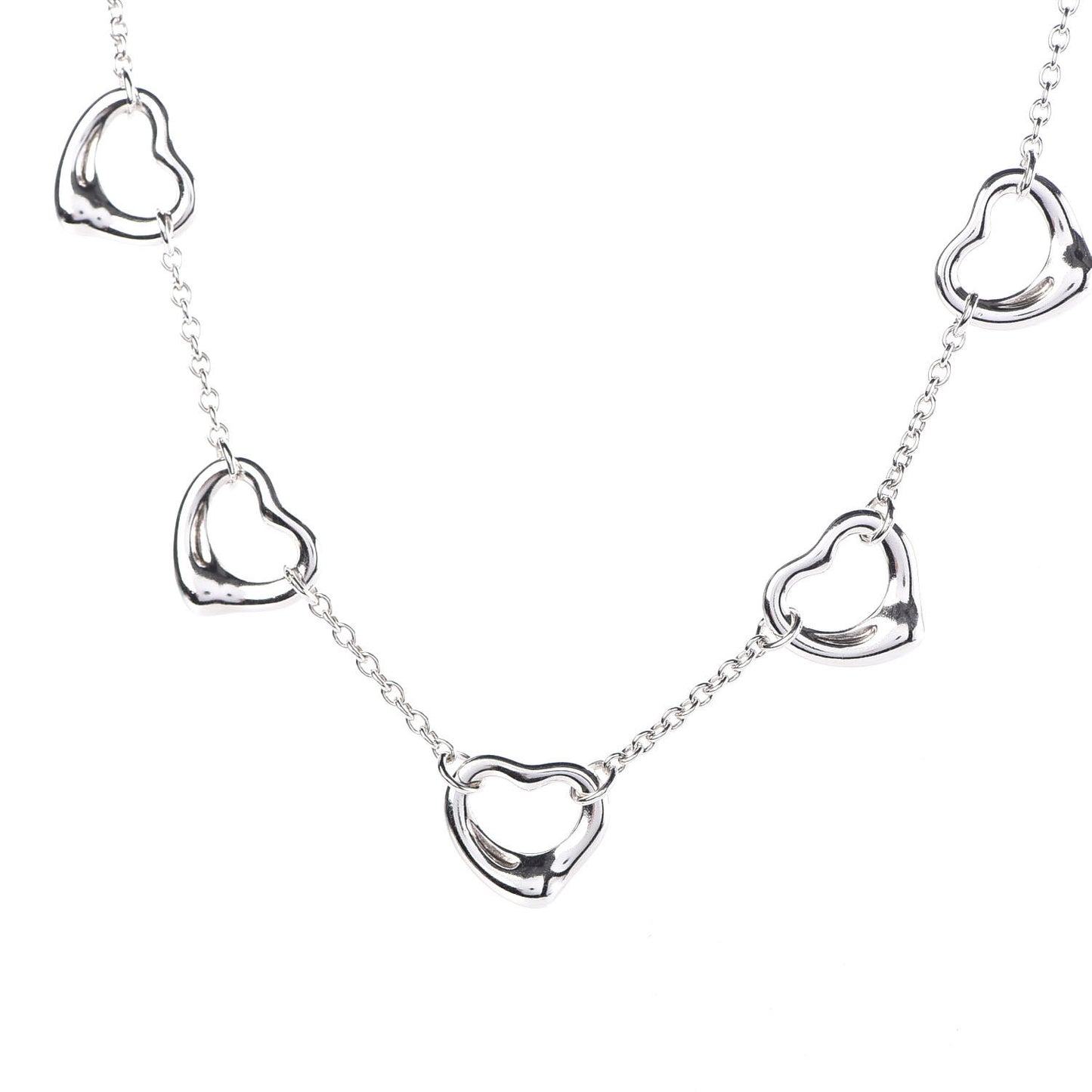 Sterling Silver Elsa Peretti 5 Open Hearts Necklace