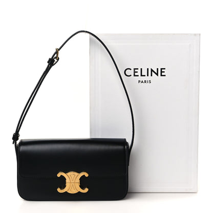 Celine Shiny Calfskin Triomphe Shoulder Bag Black 10 of 10