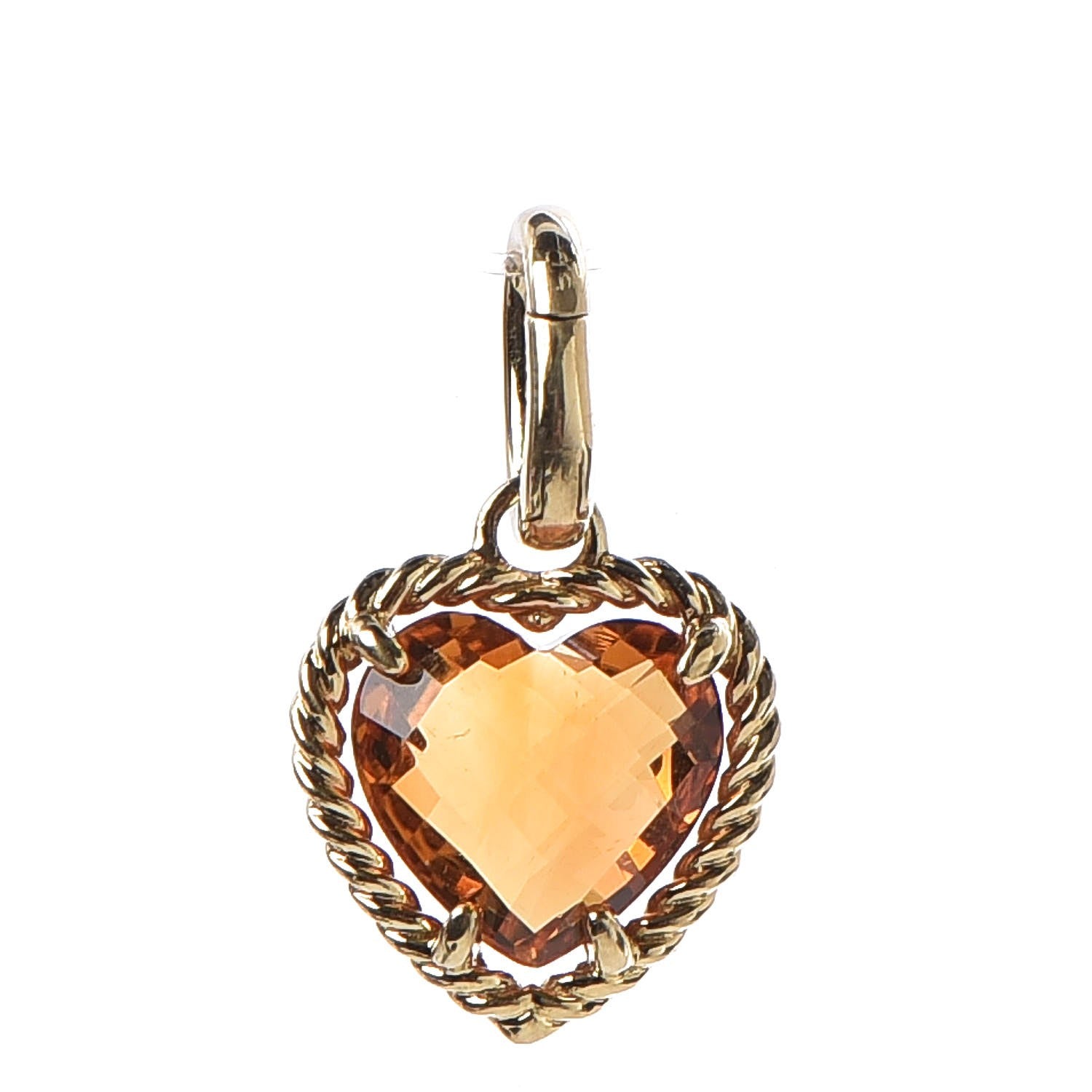 David Yurman 18K Yellow Gold Citrine Cable Heart Pendant 1 of 3