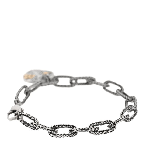 Sterling Silver 18K Yellow Gold Heart Dot Chain Bracelet