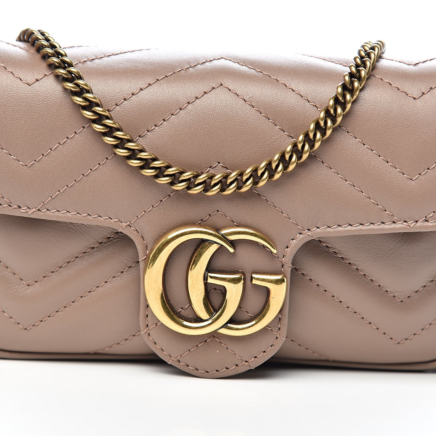 Calfskin Matelasse Super Mini GG Marmont Shoulder Bag Porcelain Rose