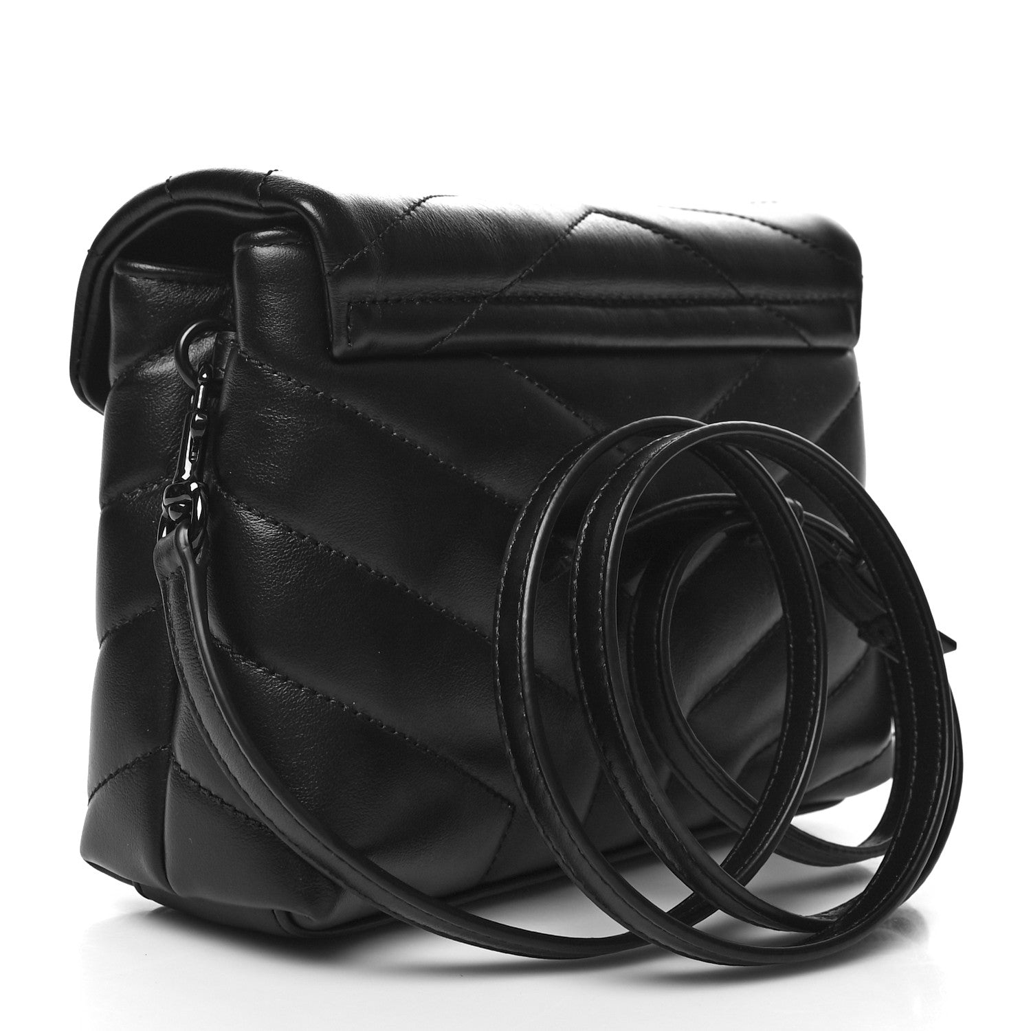 Saint Laurent Calfskin Y Quilted Monogram Monochrome Toy Loulou Crossbody Bag Black 3 of 10