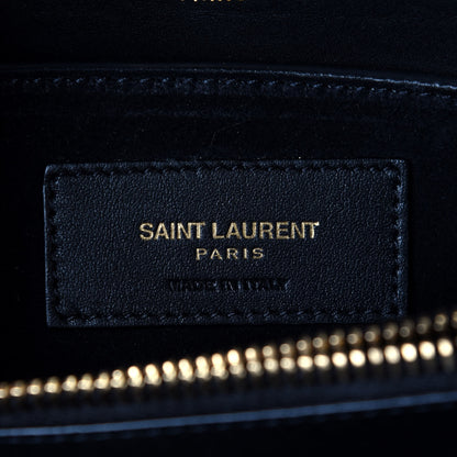 Saint Laurent Snake Embossed Lame Y Quilted Small Loulou Monogram Chain Satchel Oro 7 of 13