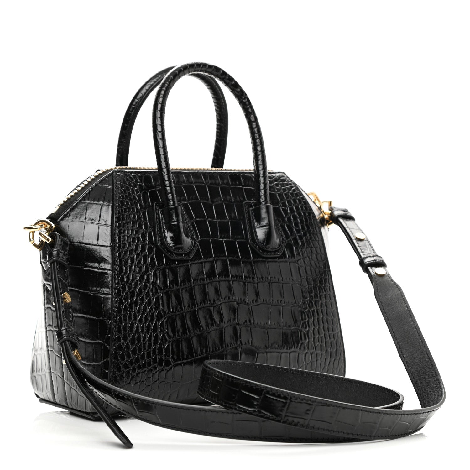 Givenchy Calfskin Crocodile Embossed Mini Antigona Black 3 of 10