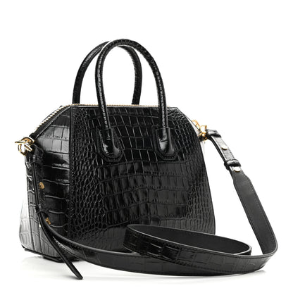 Givenchy Calfskin Crocodile Embossed Mini Antigona Black 3 of 10