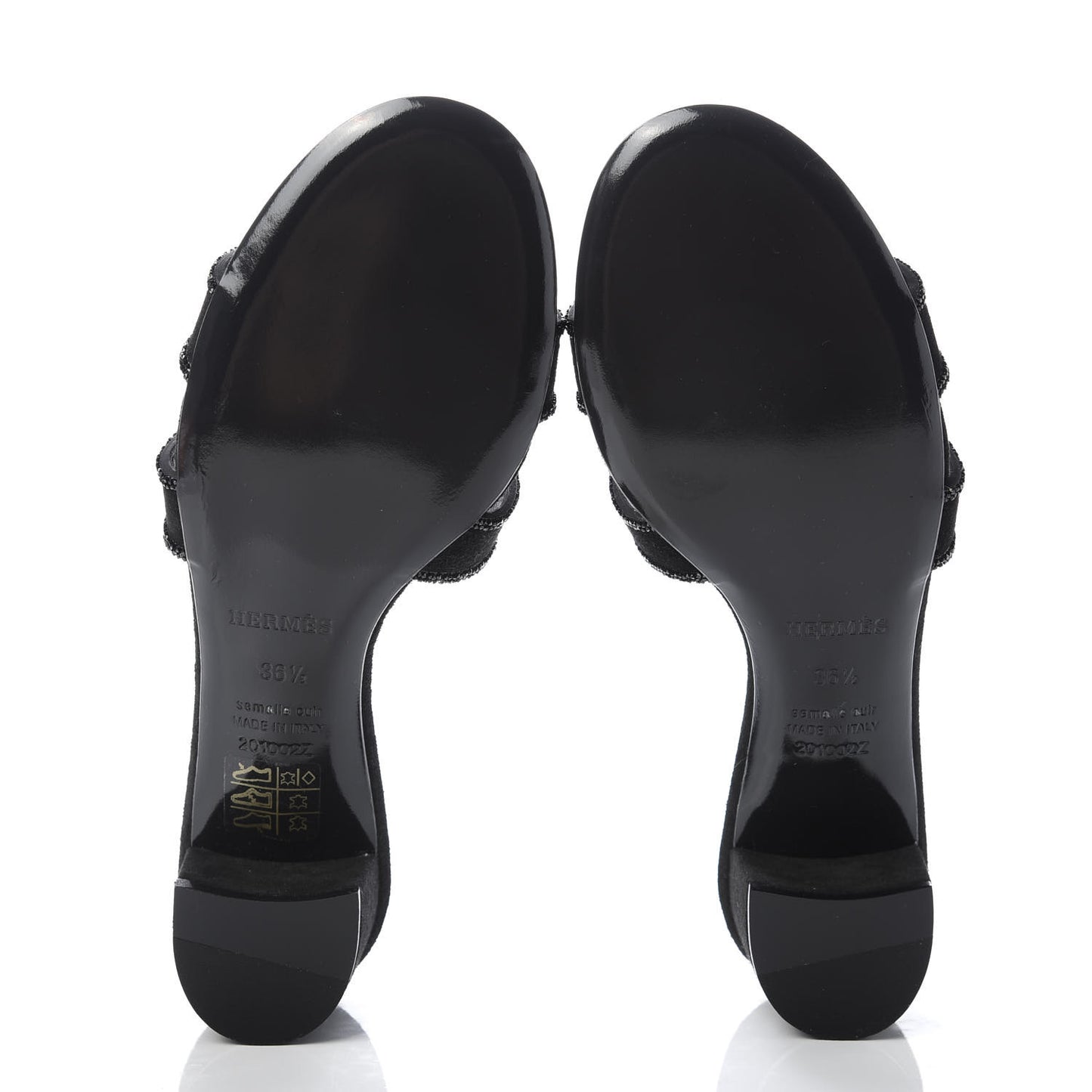 Suede Goatskin Rhinestone Oasis Sandals 36.5 Black