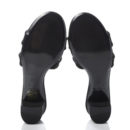 Hermes Suede Goatskin Rhinestone Oasis Sandals 36.5 Black 5 of 9