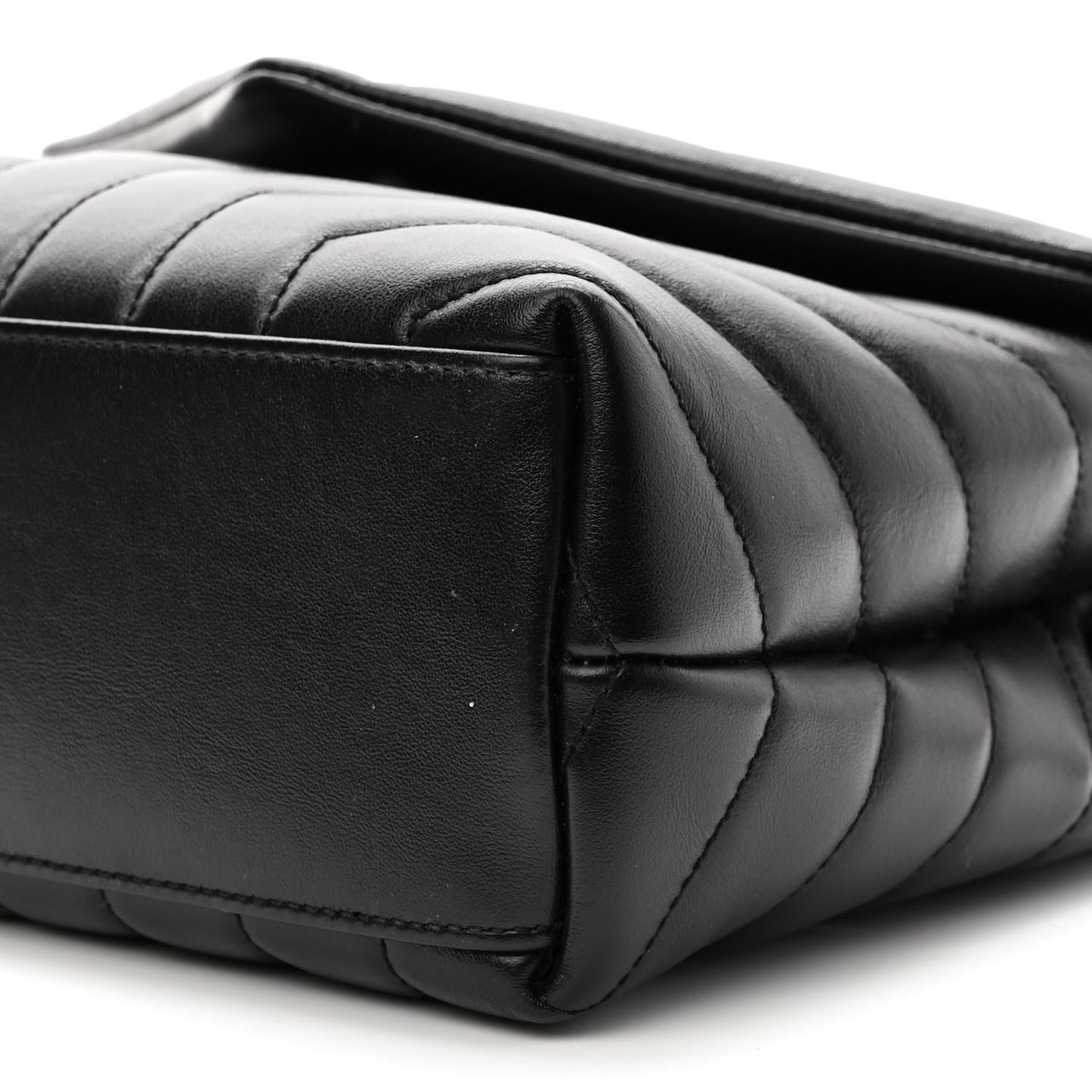 Calfskin Y Quilted Monogram Small Loulou Chain Satchel Black