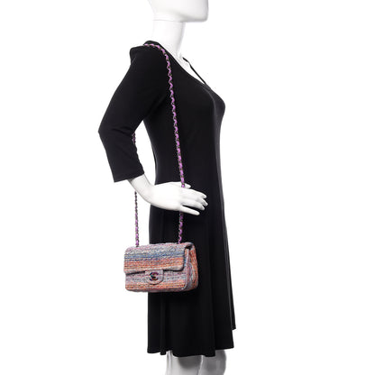 Chanel Tweed Quilted Mini Rectangular Flap Blue Pink Orange 2 of 10