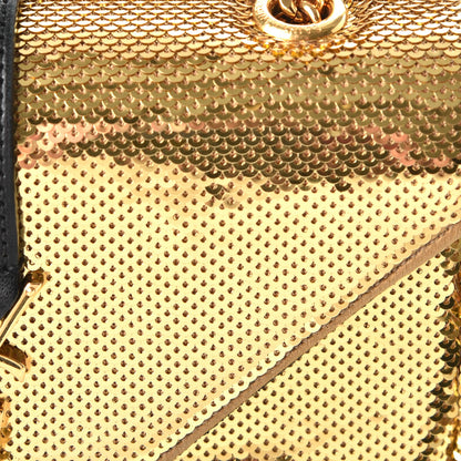 Saint Laurent Sequin Calfskin Classic Monogram Baby Crossbody Gold 8 of 8