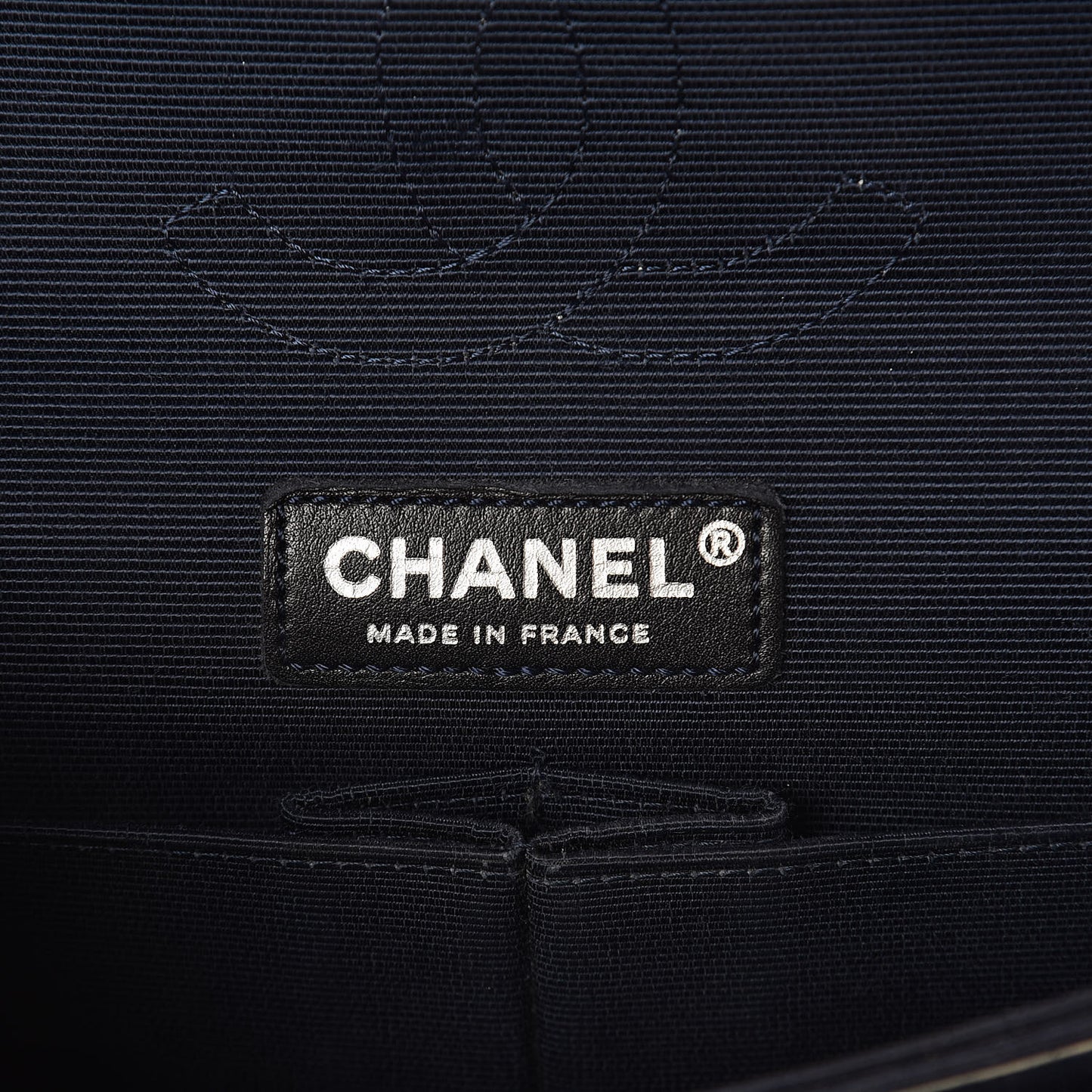 Grosgrain Quilted Medium Double Flap Navy
