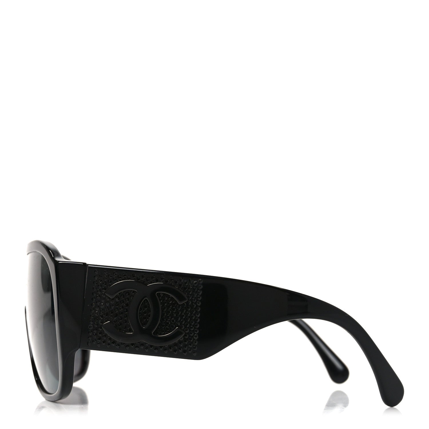Chanel Acetate Crystal CC Shield Sunglasses 5466-B Black 3 of 7
