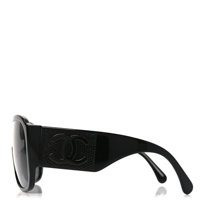 Chanel Acetate Crystal CC Shield Sunglasses 5466-B Black 3 of 7