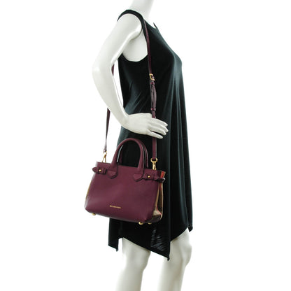 Burberry Grainy Calfskin House Check Small Banner Tote Elderberry 2 of 8