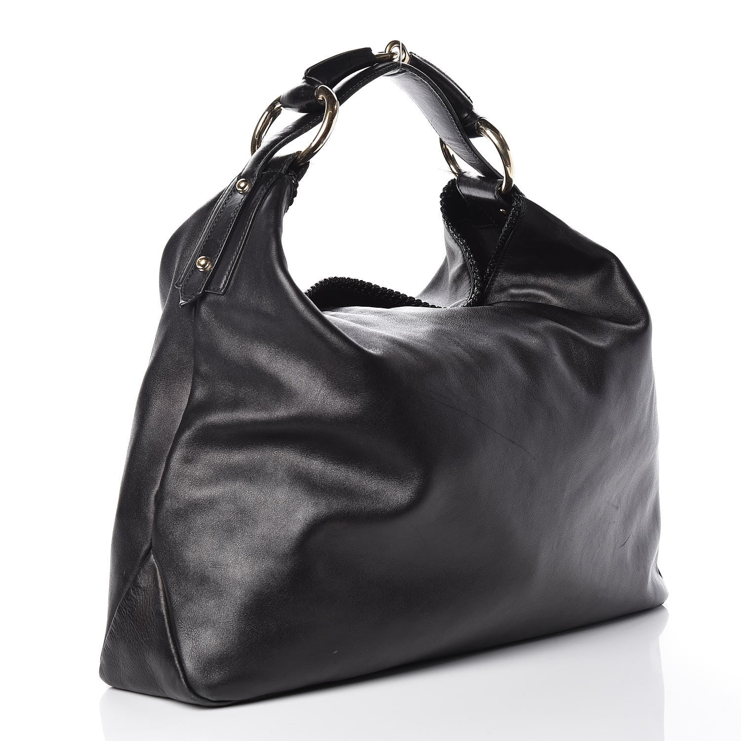 Gucci Calfskin Large Horsebit Chain Hobo Black 3 of 13