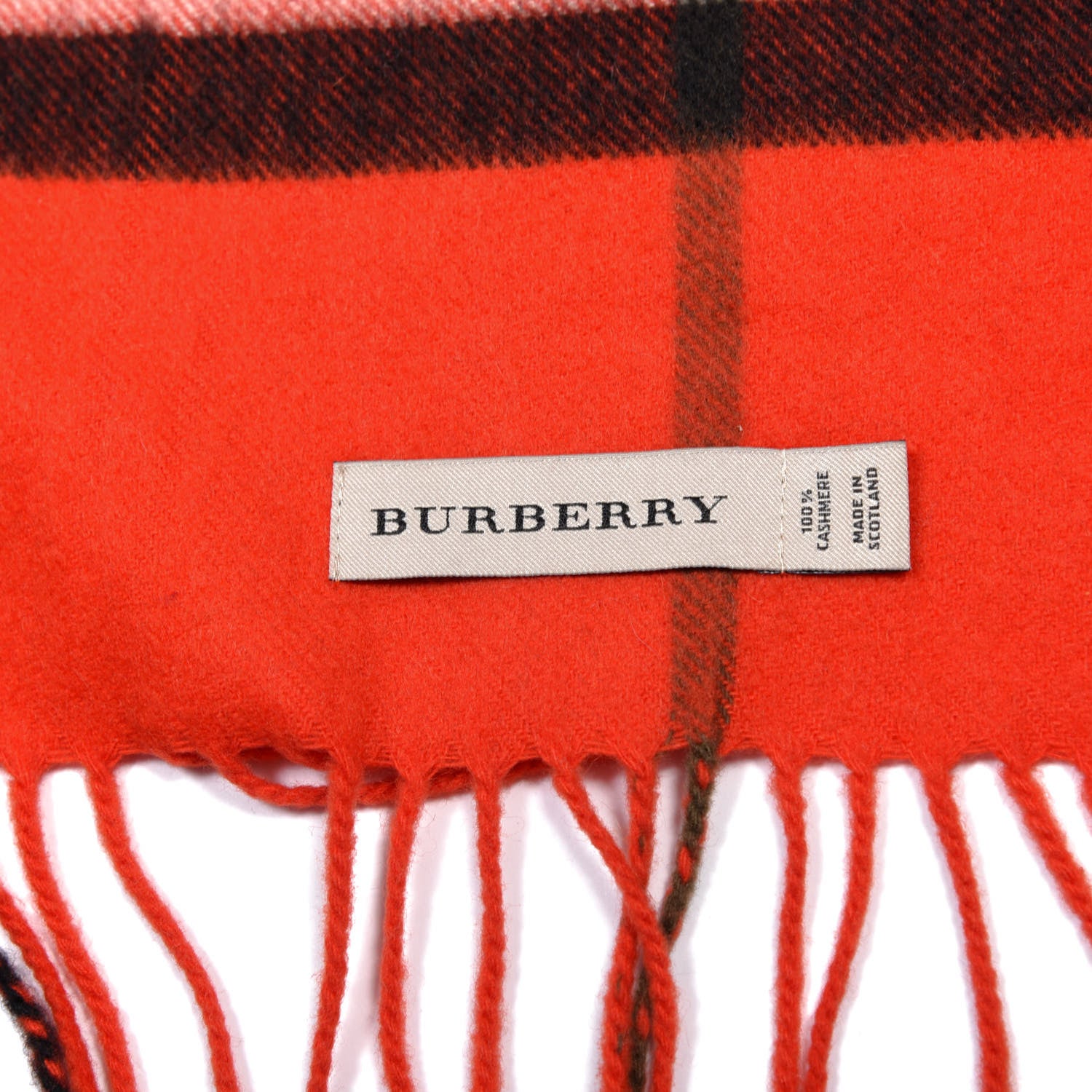 Burberry Cashmere Giant Check Fringe Scarf Military Red 3 of 4