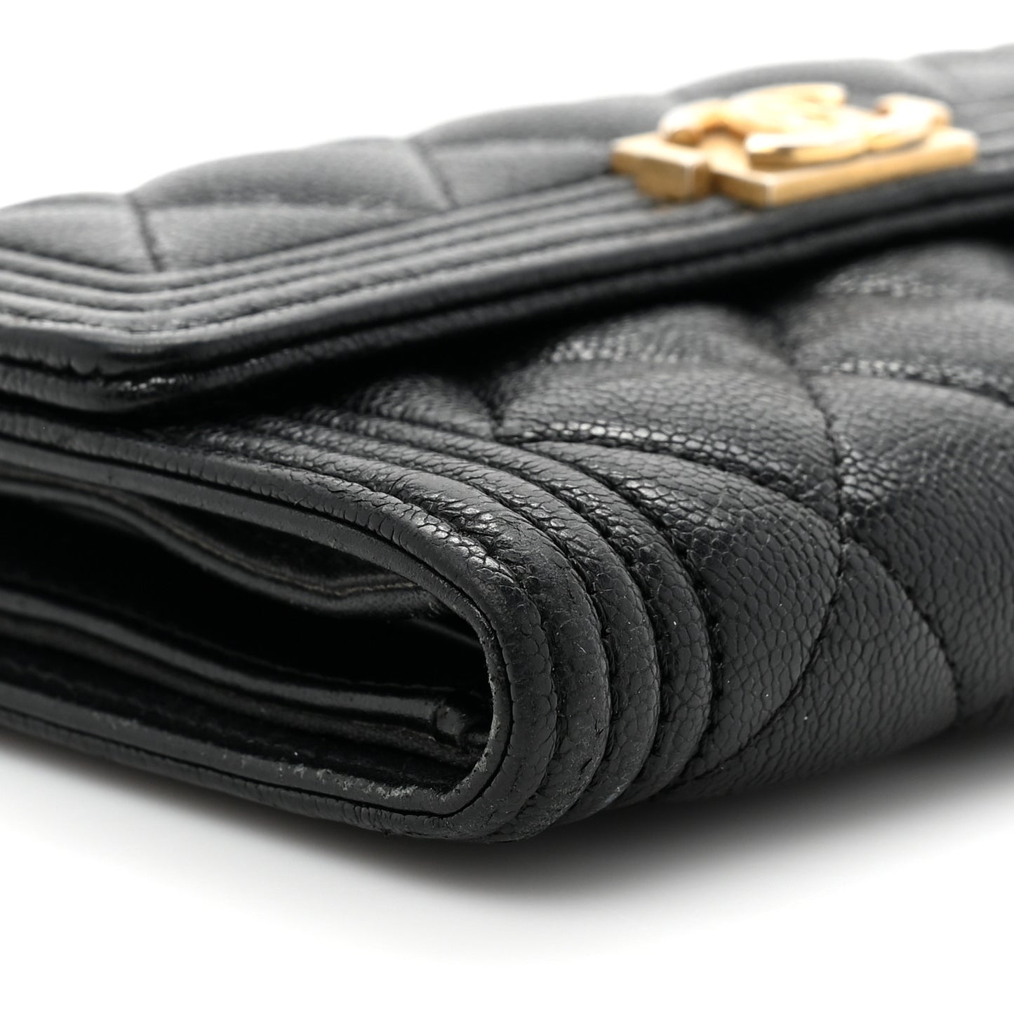 Caviar Quilted Medium Boy Flap Wallet Black