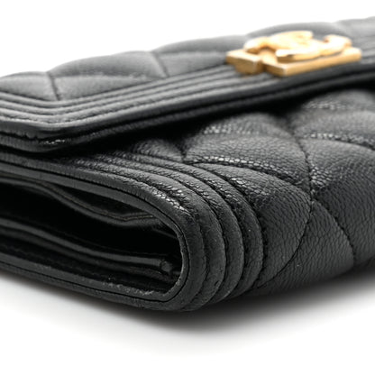 Chanel Caviar Quilted Medium Boy Flap Wallet Black 10 of 12