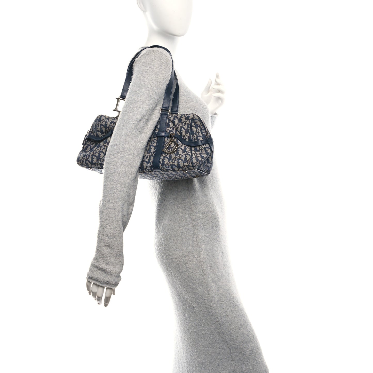 Denim Monogram Charms Shoulder Bag Blue