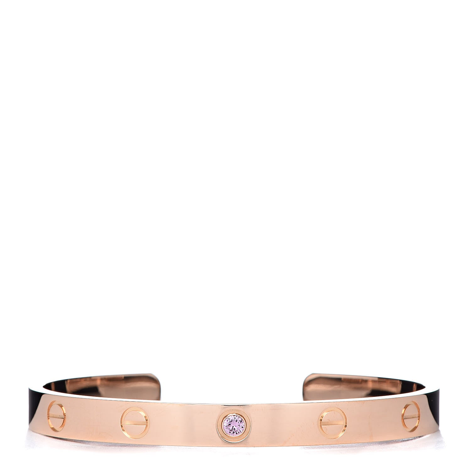 Cartier 18K Pink Gold Pink Sapphire LOVE Cuff Bracelet 17 1 of 4
