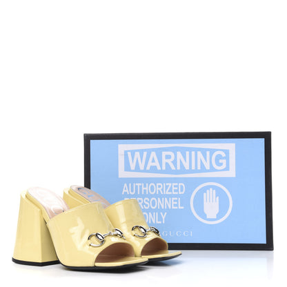 Gucci Patent Lexi Horsebit High-Heel Slide Sandals 37.5 Burro 12 of 12