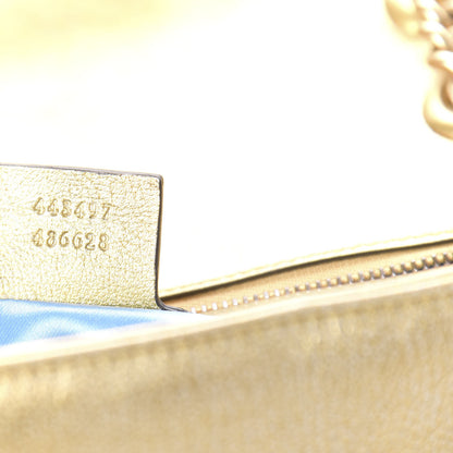 Gucci Metallic Calfskin Matelasse Small GG Marmont Shoulder Bag Gold Pink 9 of 10
