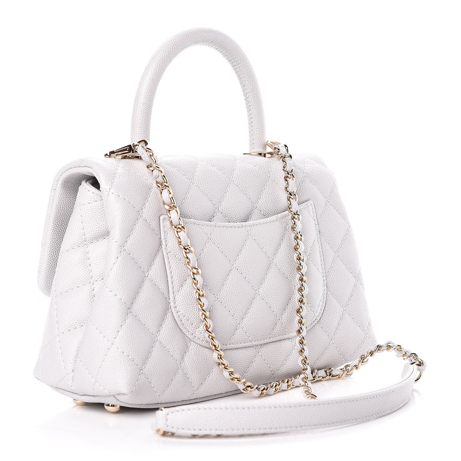 Chanel Caviar Quilted Mini Coco Handle Flap Light Grey 3 of 11
