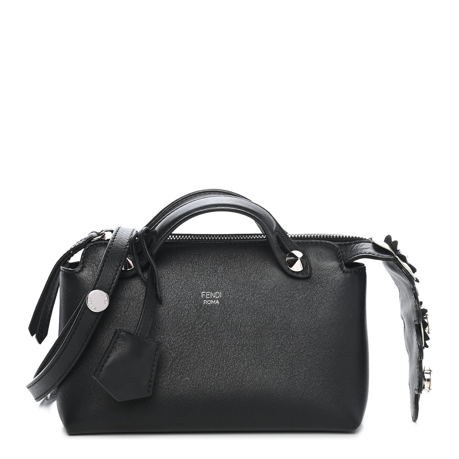 Fendi Vitello Dolce Crystal Flowerland Croc Tail Mini By The Way Boston Bag Black 1 of 8