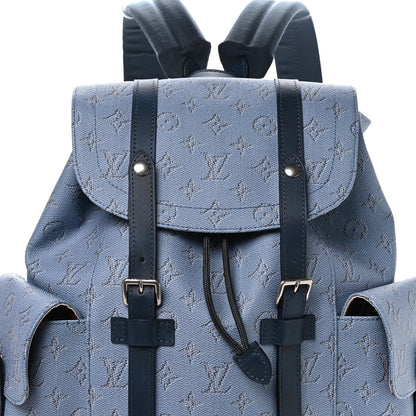 Louis Vuitton Monogram Heritage Christopher Backpack MM Blue 6 of 8