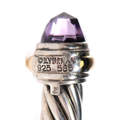 David Yurman Sterling Silver 14K Yellow Gold Amethyst 7mm Cable Classics Bracelet 5 of 5