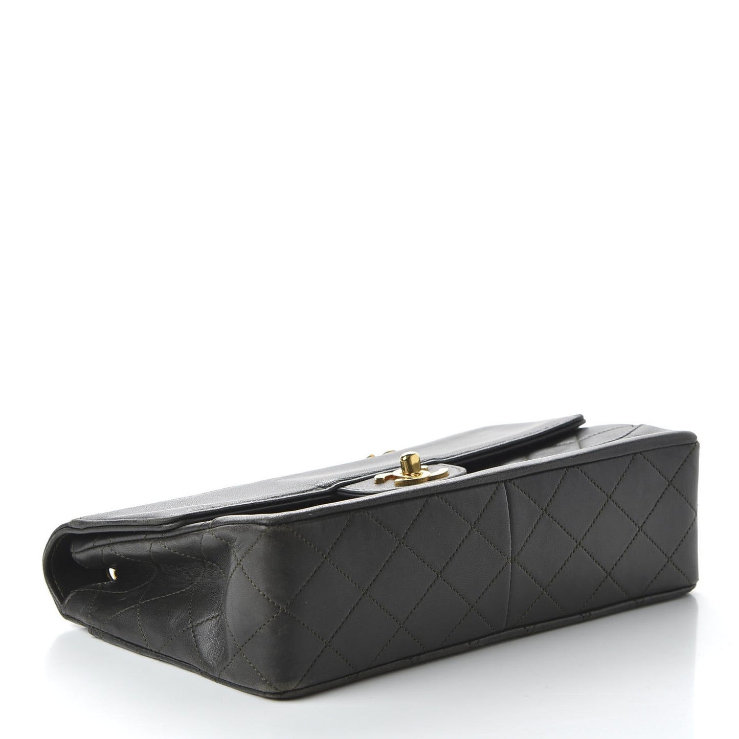 Lambskin Quilted Small Single Flap Dark Grey