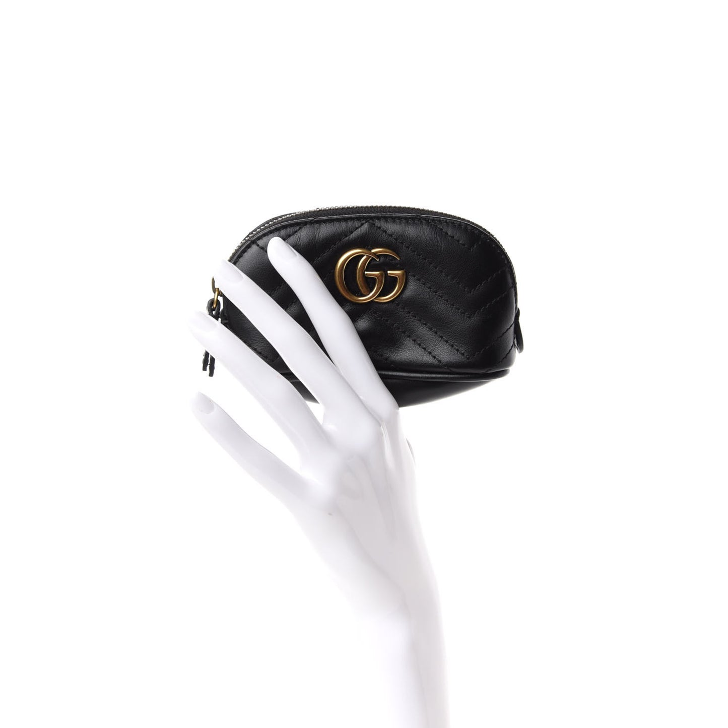Calfskin Matelasse GG Marmont Key Pouch Black