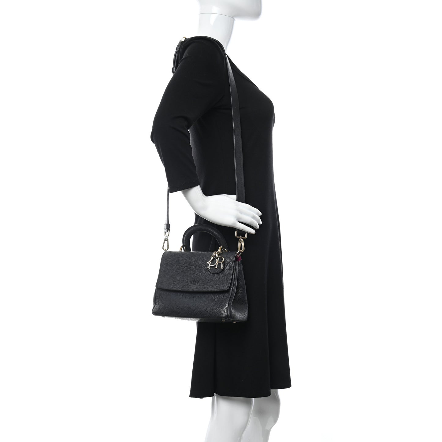 Bullcalf Small Be Dior Flap Black Fraise