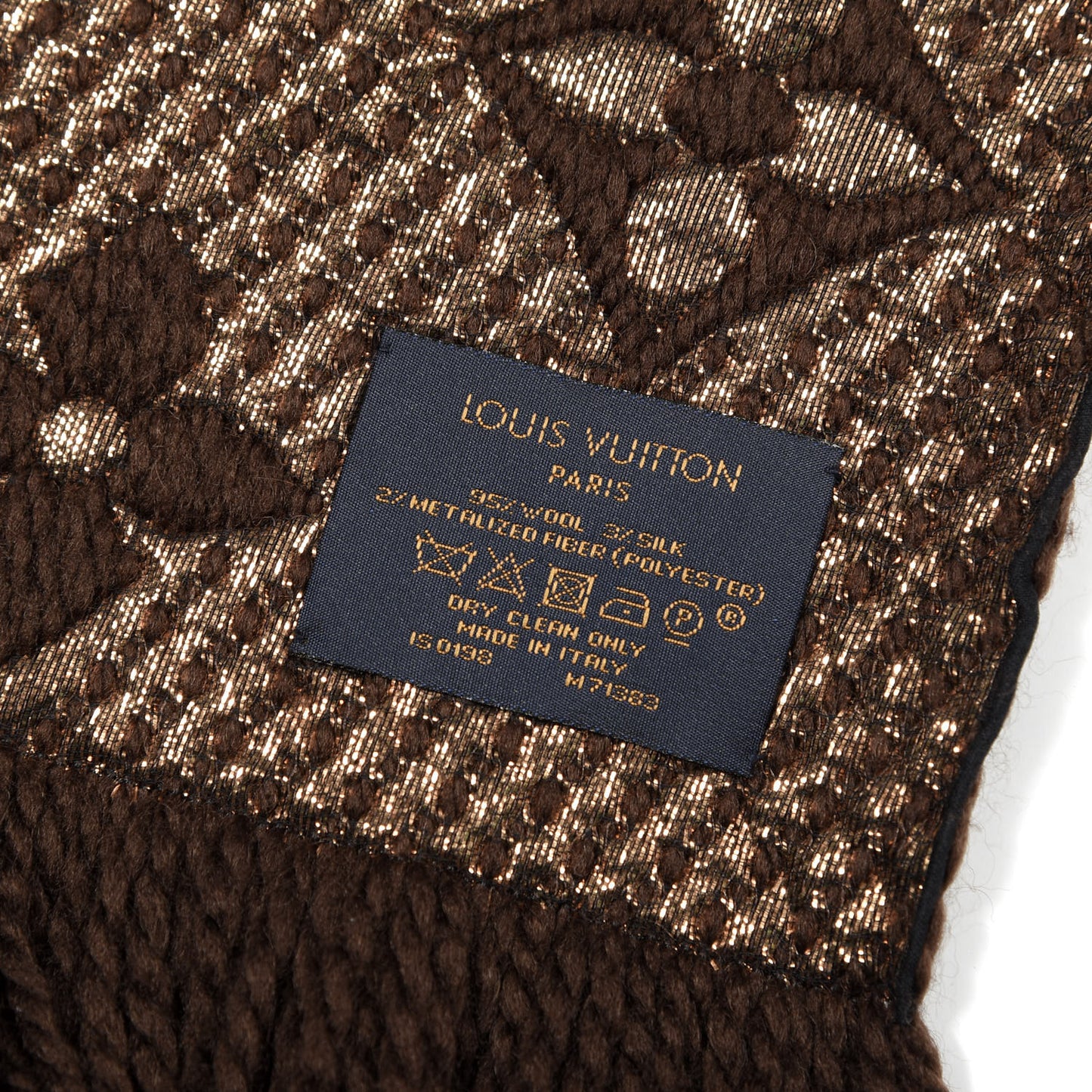 Wool Silk Logomania Shine Scarf Marron