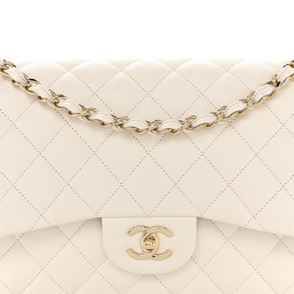 Chanel Caviar Quilted Jumbo Double Flap White 8 of 11