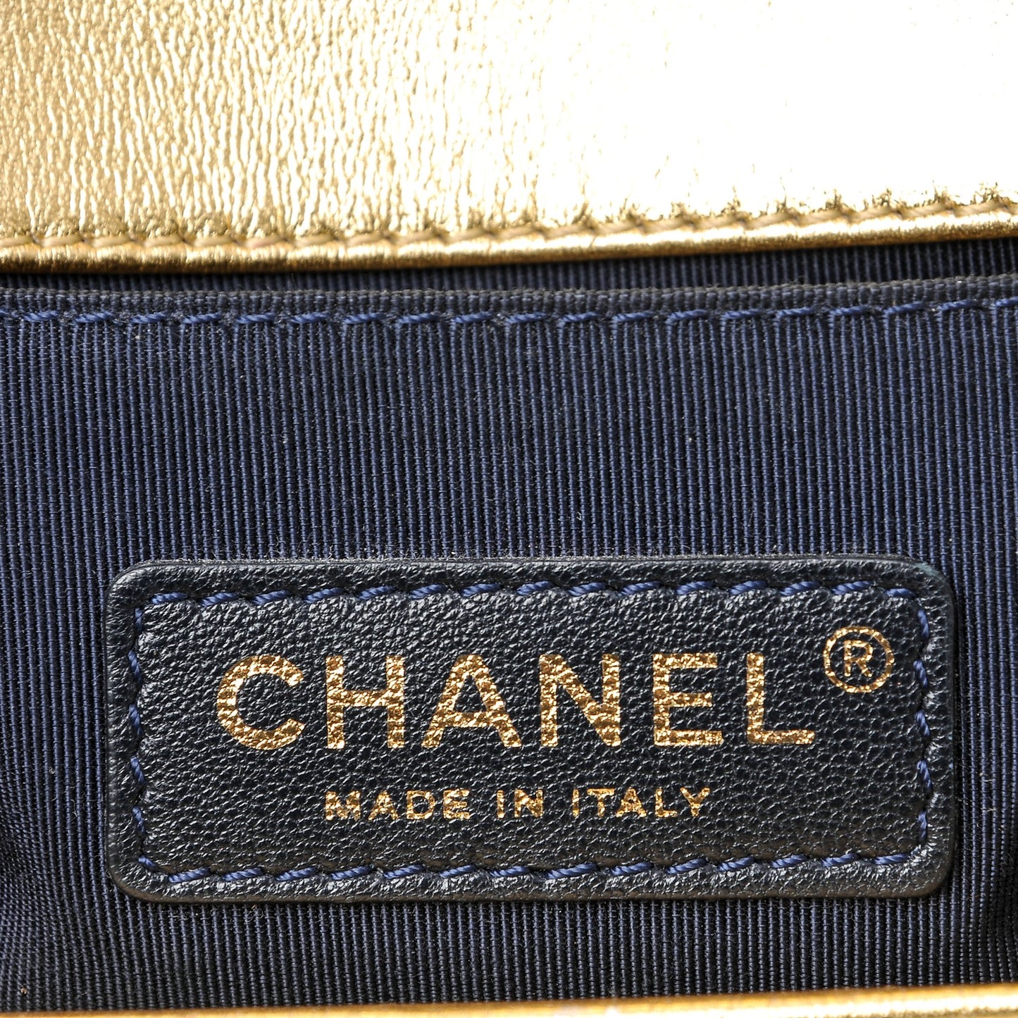 Metallic Lambskin Embossed Medium Cube Boy Flap Gold